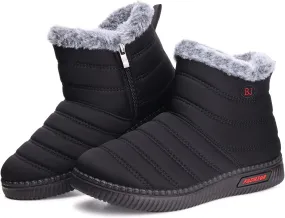 TEMOFON Womens Snow Boots Winter: Black Warm Fur Lined Ankle Booties Outdoor Anti-Slip Waterproof Comfortable Snow Boots for Women Size 8.5