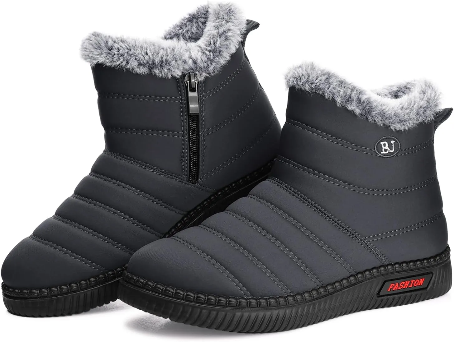 TEMOFON Womens Snow Boots Winter: Warm Fur Lined Ankle Booties Comfortable Outdoor Anti-Slip Waterproof Snow Boots for Women Grey Size 8.5