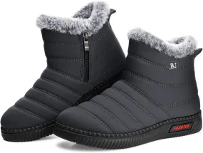 TEMOFON Womens Snow Boots Winter: Warm Fur Lined Ankle Booties Comfortable Outdoor Anti-Slip Waterproof Snow Boots for Women Grey Size 8.5