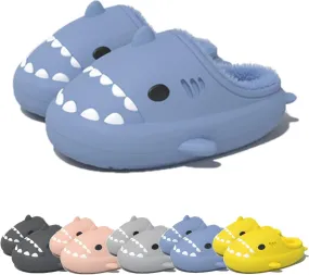Unisex Winter Cloud Shark Slippers Adults Cartoon Fuzzy Slippers Slip On Non Slip Soft Comfy Home Cotton Slides Indoor & Outdoor