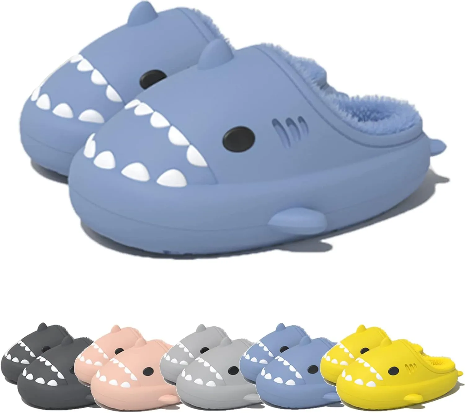 Unisex Winter Cloud Shark Slippers Adults Cartoon Fuzzy Slippers Slip On Non Slip Soft Comfy Home Cotton Slides Indoor & Outdoor
