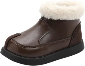 Warm Ankle Winter Boots for Girls Kids Soft Plush ining Fr Collar Zipper Snow Bootie Indoor Outdoor Warm Shoes