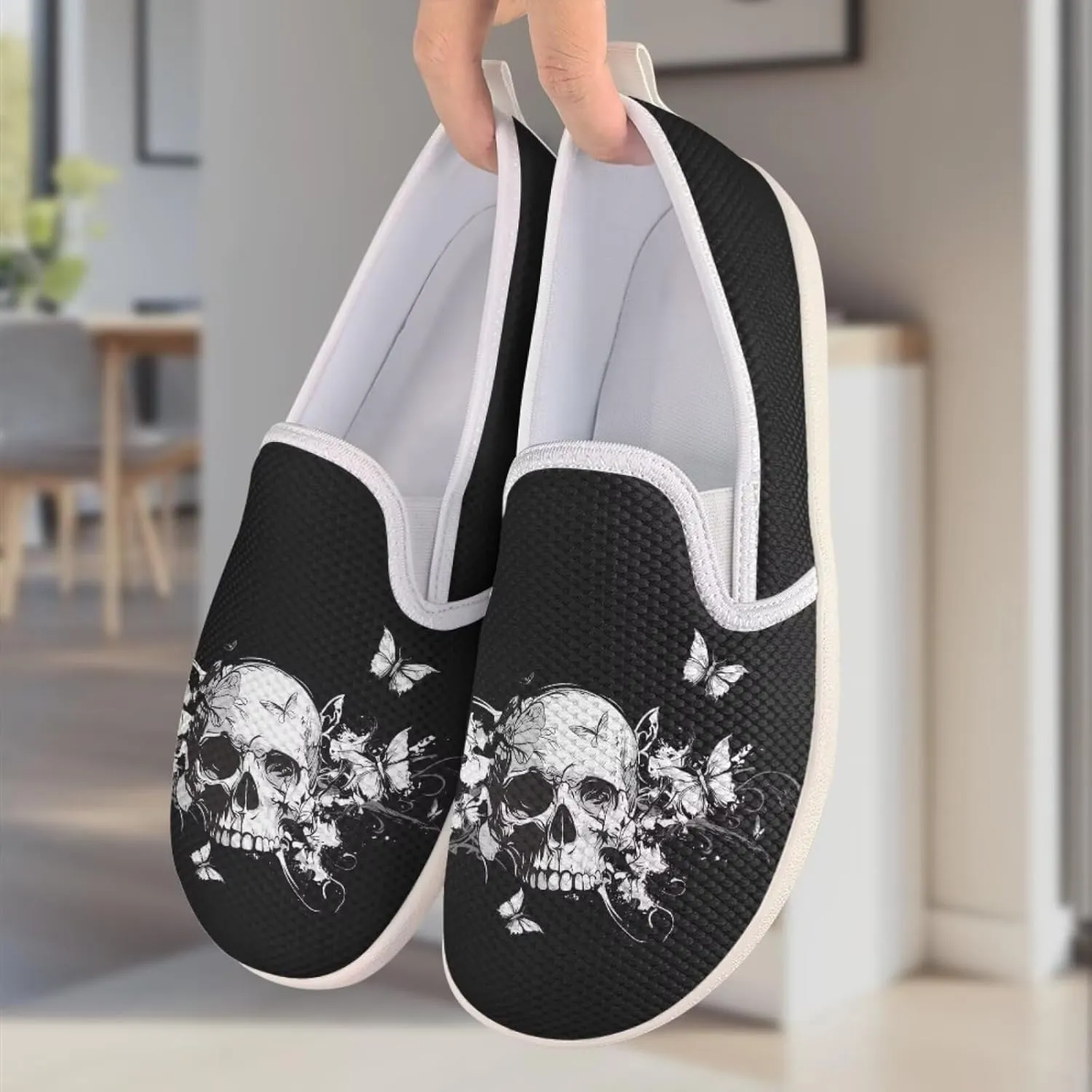 Women's Skull Outdoor Loafer Casual Wedding Shoes Mesh Dress Flat Classic Leisure Work Loafers