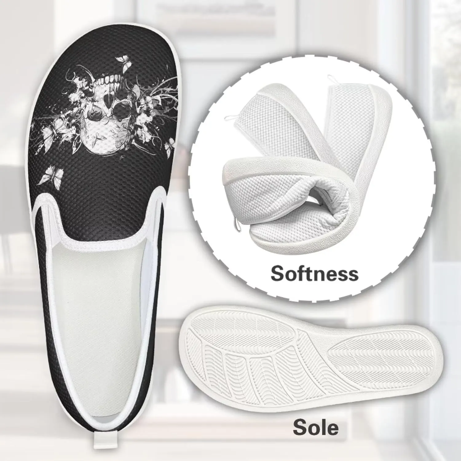 Women's Skull Outdoor Loafer Casual Wedding Shoes Mesh Dress Flat Classic Leisure Work Loafers