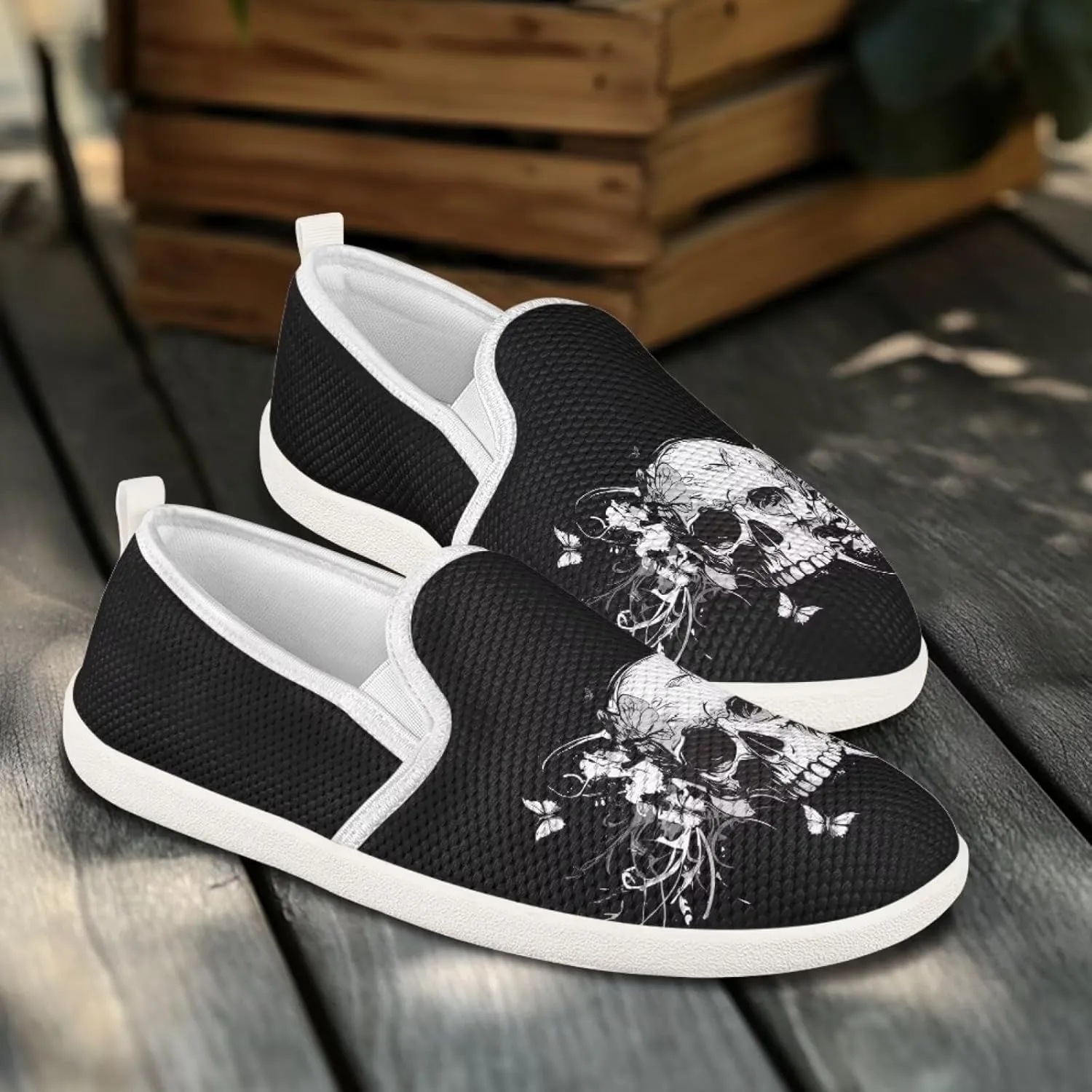 Women's Skull Outdoor Loafer Casual Wedding Shoes Mesh Dress Flat Classic Leisure Work Loafers