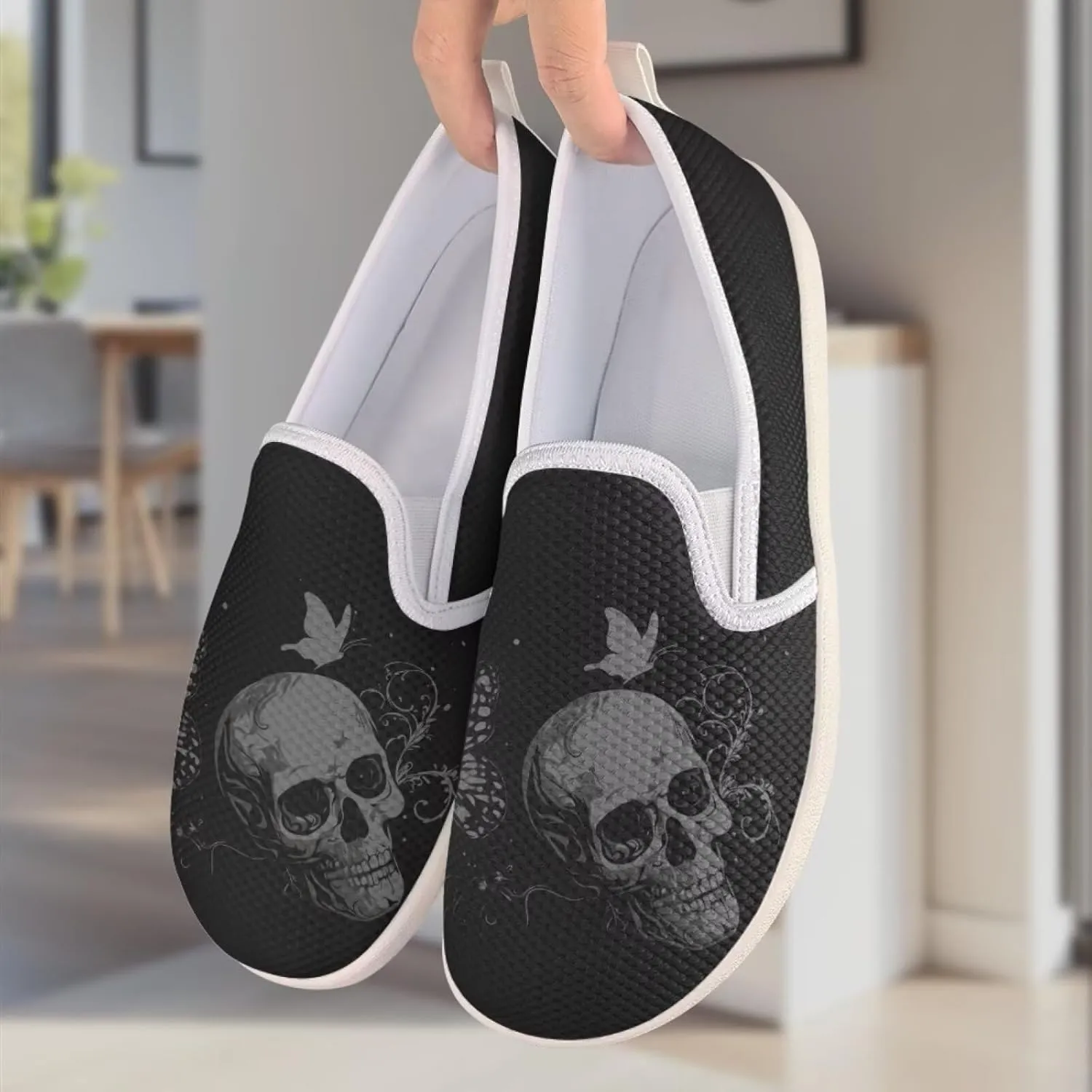 Women's Skull Outdoor Loafer Casual Wedding Shoes Mesh Dress Flat Classic Leisure Work Loafers