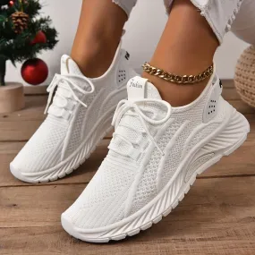 Women's Sports Shoes, Lightweight Lace Up Low Top Running & Tennis Sneakers, Breathable Gym Trainers for Holiday