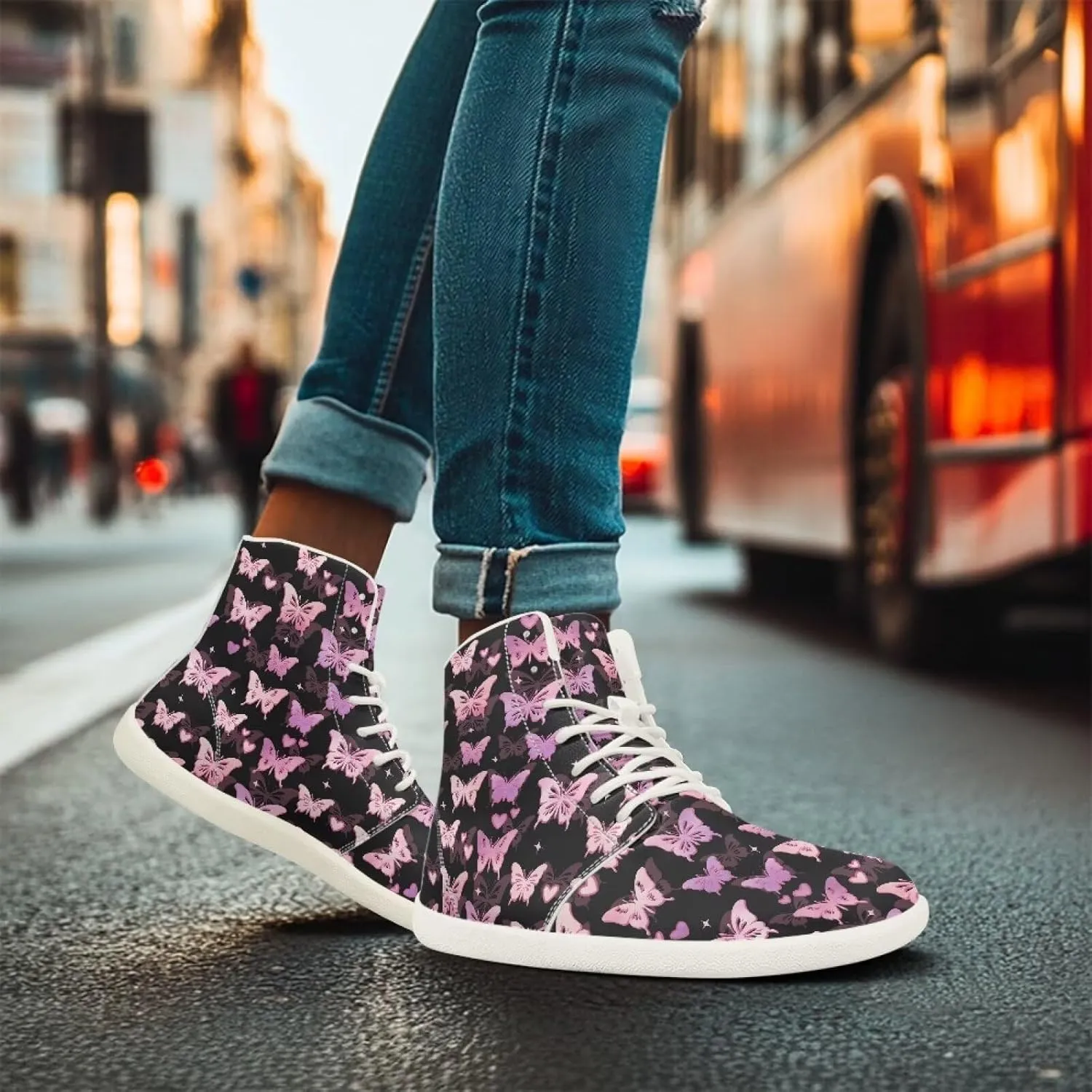 Women's Wide High-top Minimalist Barefoot Sneakers Zero Drop Sole Walking Shoes Outdoor Hiking Shoes Cushioned Ankle Support Size 6-12.5