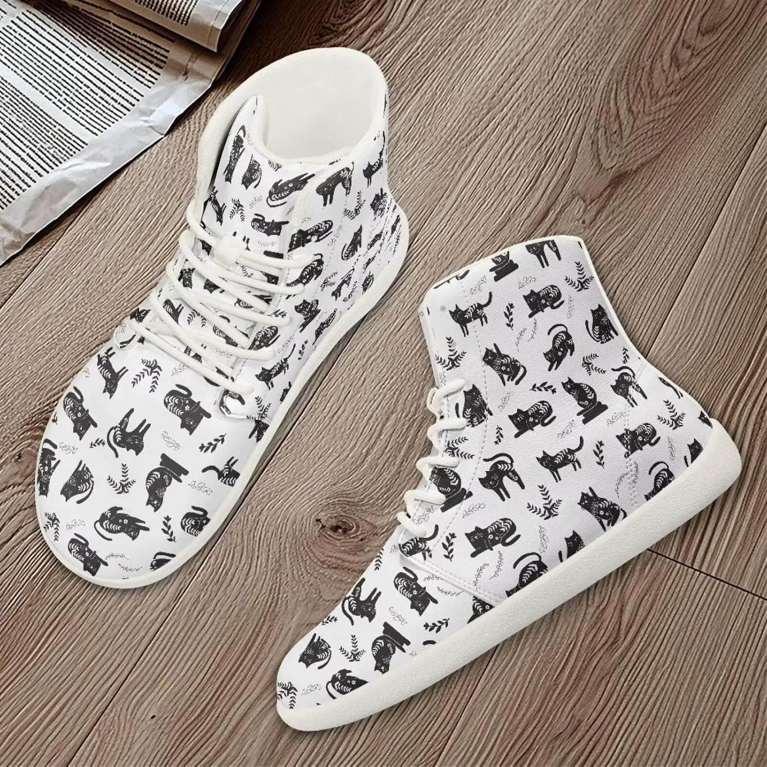 Women's Wide High-top Minimalist Barefoot Sneakers Zero Drop Sole Walking Shoes Outdoor Hiking Shoes Cushioned Ankle Support Size 6-12.5