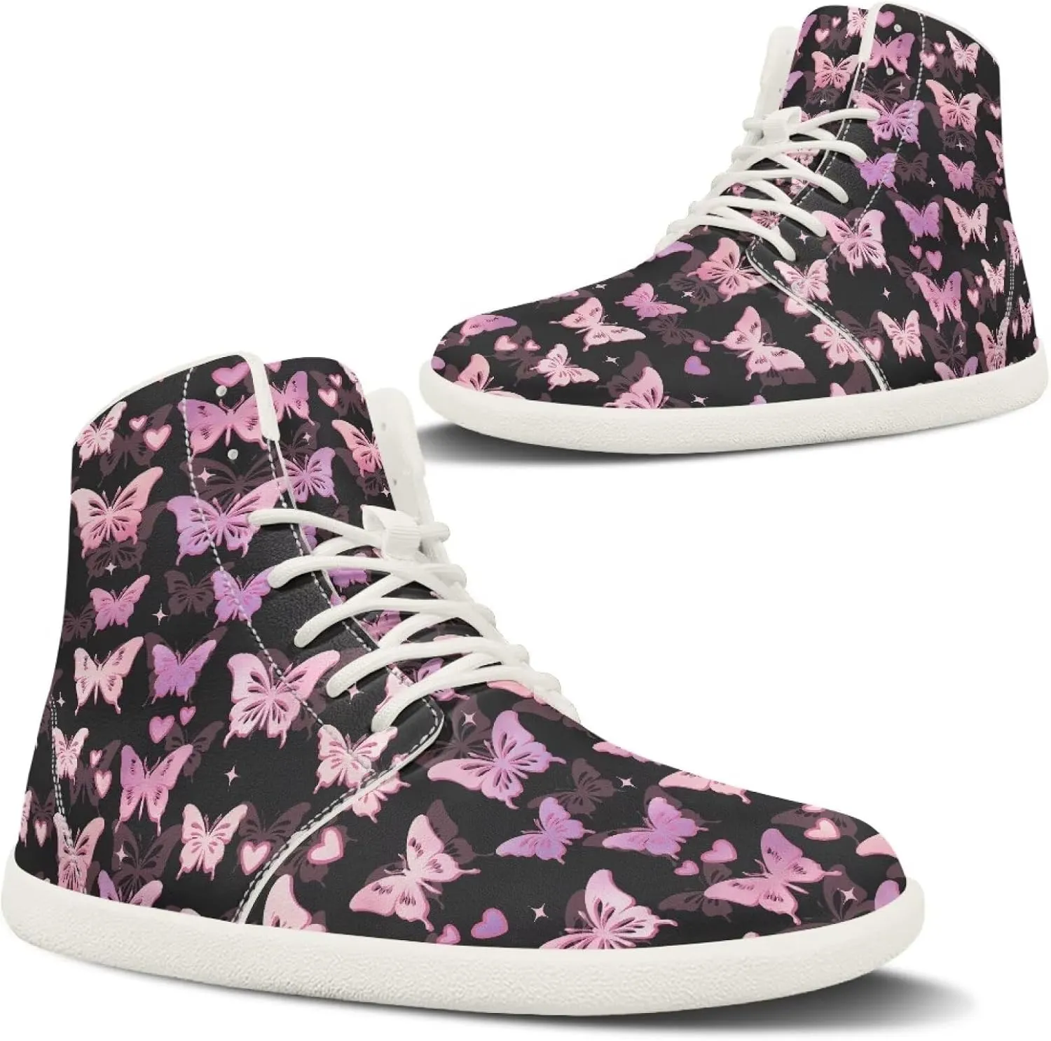 Women's Wide High-top Minimalist Barefoot Sneakers Zero Drop Sole Walking Shoes Outdoor Hiking Shoes Cushioned Ankle Support Size 6-12.5