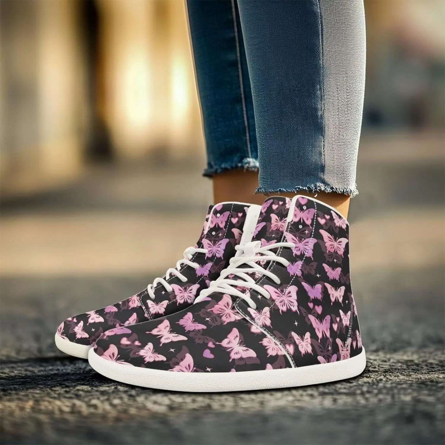 Women's Wide High-top Minimalist Barefoot Sneakers Zero Drop Sole Walking Shoes Outdoor Hiking Shoes Cushioned Ankle Support Size 6-12.5