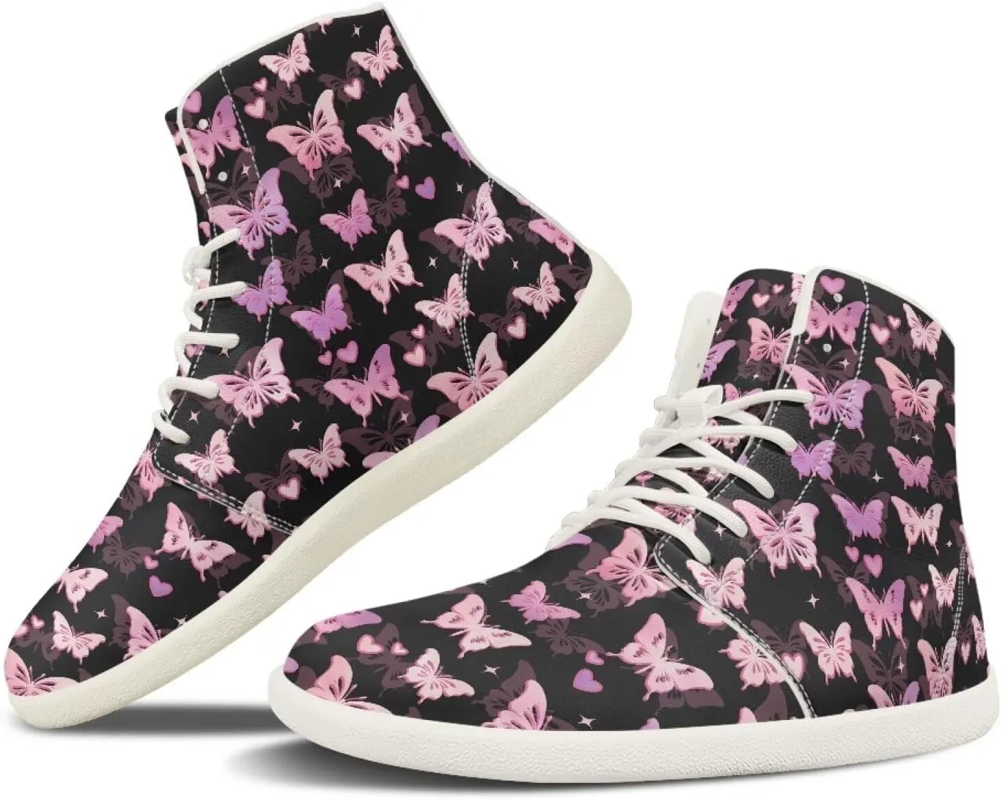 Women's Wide High-top Minimalist Barefoot Sneakers Zero Drop Sole Walking Shoes Outdoor Hiking Shoes Cushioned Ankle Support Size 6-12.5