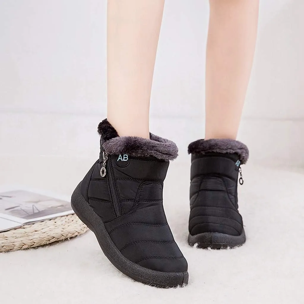 Womens Winter Boots Ankle Adults Slip On Waterproof Boots Womens Snow Boots Winter Shoes Warm Fur Lined Slip On Winter Boot Women Work Boots for Men Men's Winter Booties