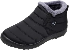 Women's Winter Snow Ankle Boots Fur Lined Waterproof Outdoor Slip On Booties Sneakers Anti-Slip Lightweight Ankle Bootie